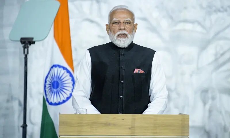 ‘Why don’t you take questions, Mr Modi?’