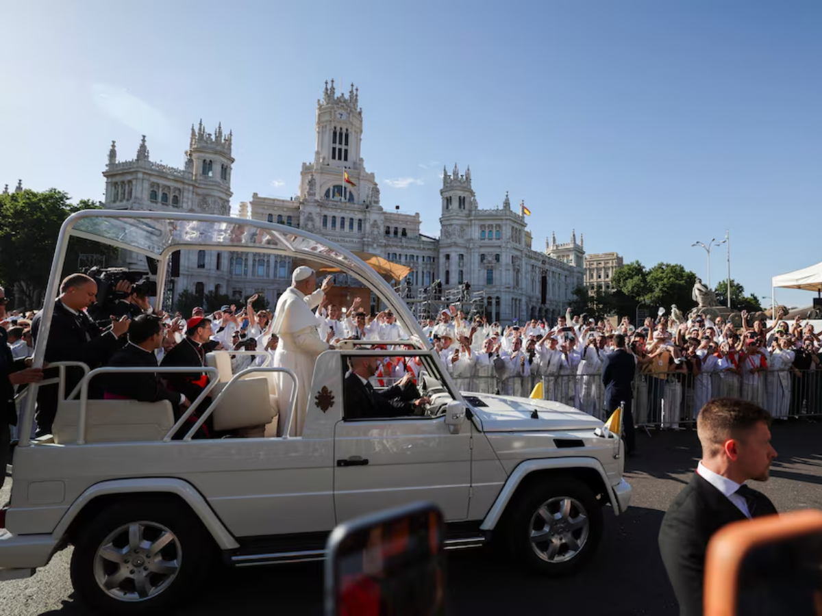 More than a million line Madrid streets to see Pope Leo