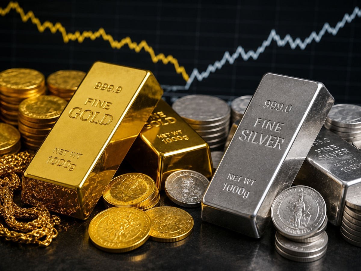 سونے کی قیمتوں میں کمی، چاندی کے نرخ بڑھ گئے